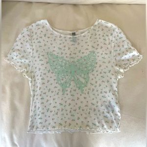 H&M Butterfly Baby Tee Cute Y2K Style